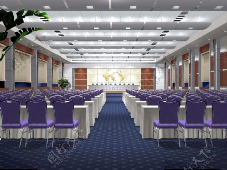 紫色简约大型会议室