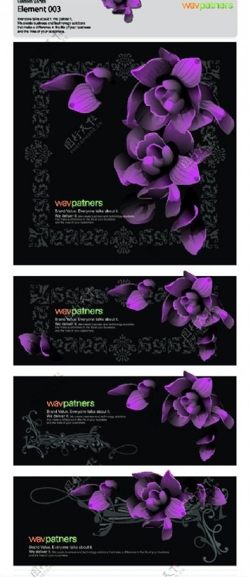 韩国时尚紫色花卉花纹