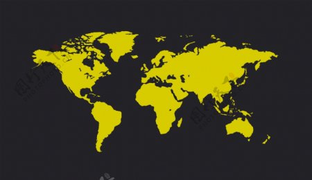 黄色世界地图矢量图AI