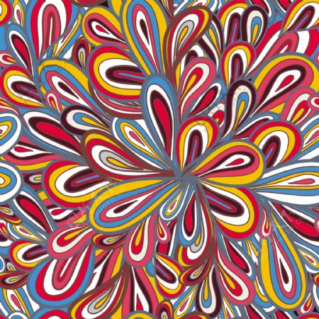 五颜六色的花卉图案设计01要素的无缝矢量