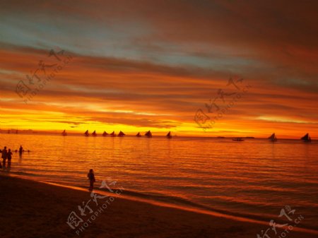 大海夕阳图片
