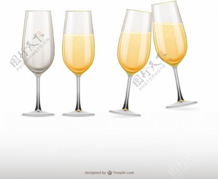 4款香槟杯设计矢量素材