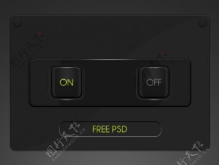 黑暗的圆滑的UI开关按钮PSD素材