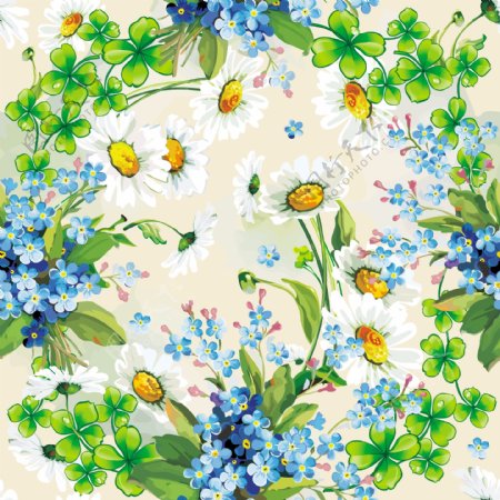 蓝色的春天的花朵背景矢量