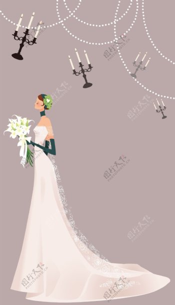 40P之39卡通系列唯美漂亮的婚纱新娘矢量素材sxzj