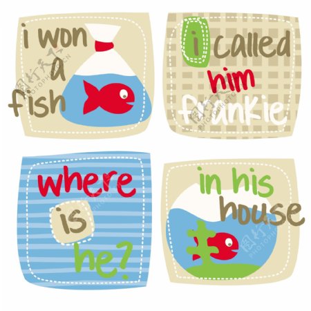 印花矢量图婴童T恤图案小鱼贴布免费素材
