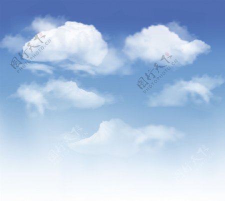 精美蓝天白云背景矢量图1