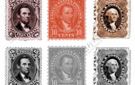 6年的美国邮票集
