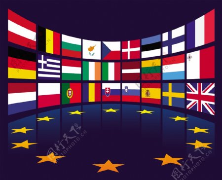 各种各样的欧盟国家标志矢量素材