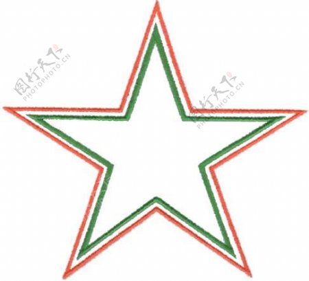 绣花红色绿色双重五角星和平免费素材