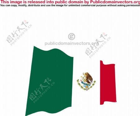 墨西哥国旗挥舞向量