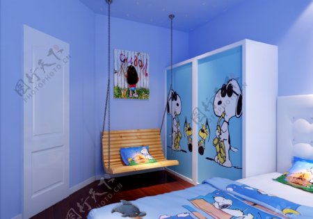 蓝色儿童房