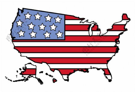 在地图矢量插画美国国旗