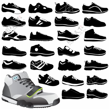 各种款式运动鞋矢量素材