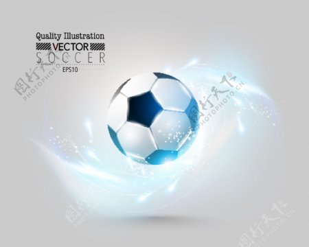 动感光效足球设计矢量素材
