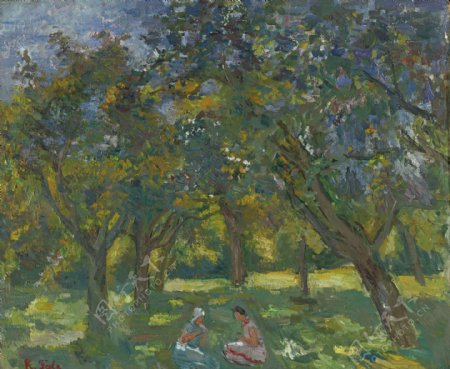 RobertFalkTwoWomenSittingAmongtheTrees1930s画家风景画静物油画建筑油画装饰画