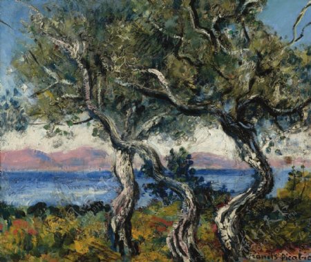 FrancisPicabiaTheOliveTrees1938画家风景画静物油画建筑油画装饰画