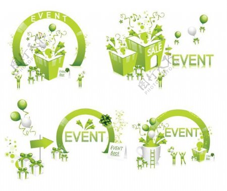 4绿色的庆祝活动矢量插图