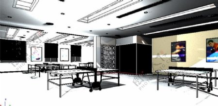 3d乒乓球室效果图图片