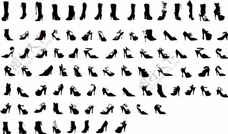 黑色和白色的设计元素矢量素材17女鞋轮廓