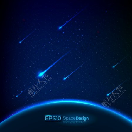 梦幻太空流星背景矢量素材图片