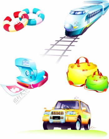 韩国火车汽车包鞋等旅行图标矢量图126
