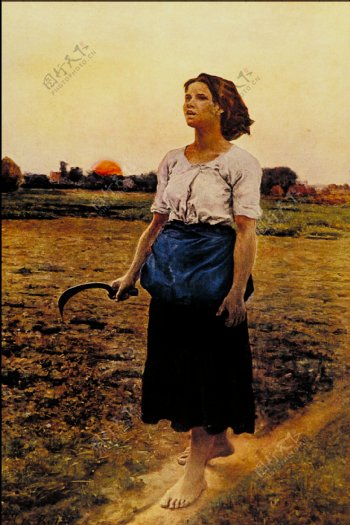 油画农活妇女图片