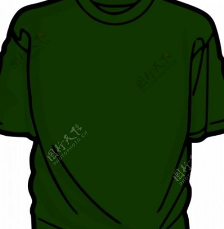 暗绿色的T恤矢量插画