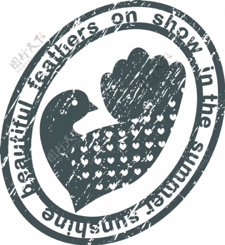 印花矢量图徽章标记色彩动物鸟类免费素材
