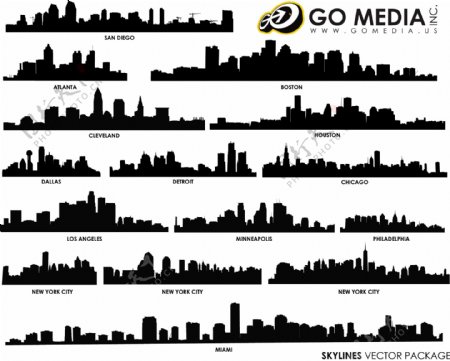 GoMedia出品矢量素材建筑群体轮廓