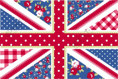 可爱的英国国旗在破旧风格别致的花