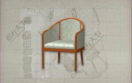 酒店风格家具椅子A0113D模型