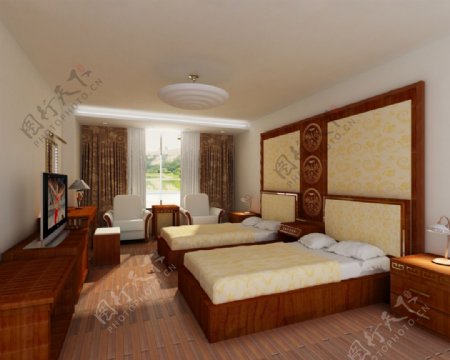酒店双人标准房设计图片