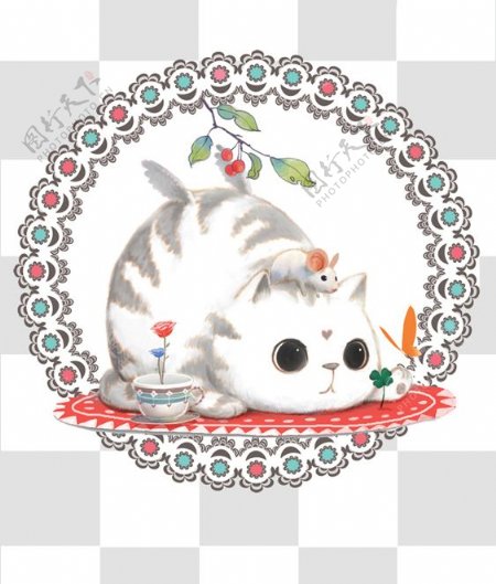 位图插画师中国白茶动物免费素材