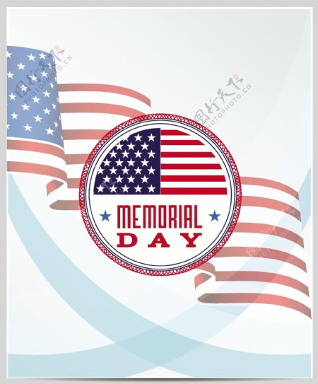 美国国旗徽章和纪念日的矢量插图