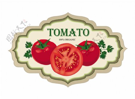 复古风格番茄标签设计矢量素材