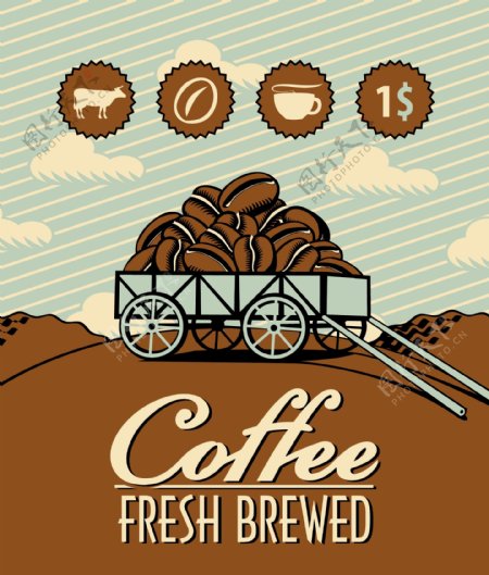 老式的咖啡广告海报设计矢量图03