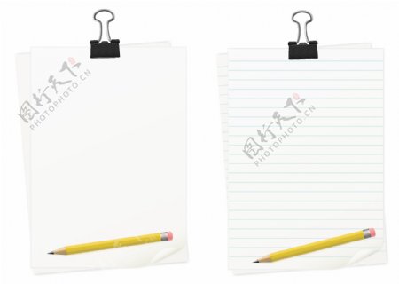 彩色铅笔盒空白纸张矢量素材