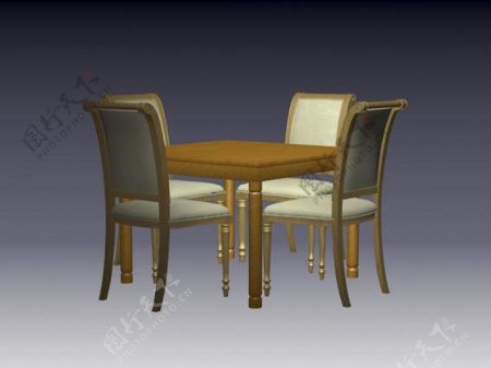 欧式桌椅3d模型家具效果图2