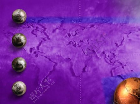 紫色世界地图ppt模板