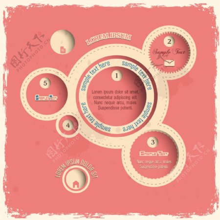 粉红色的网页设计中的气泡的复古风格
