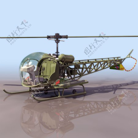 3D单人小型直升机模型