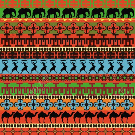 骆驼和大象花纹背景