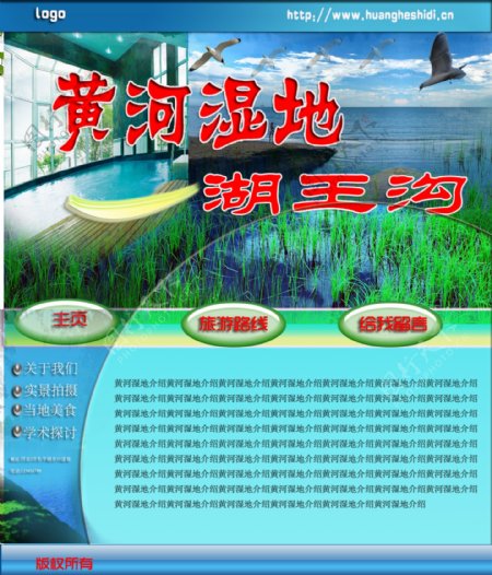 黄河湿地网页模板图片