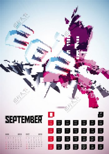 2012九月日历设计