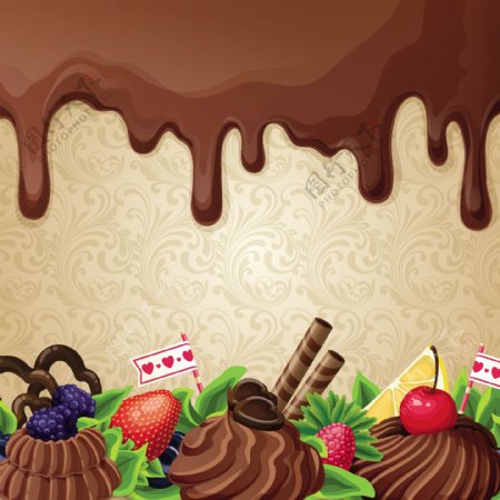 巧克力和甜点糖果矢量背景02