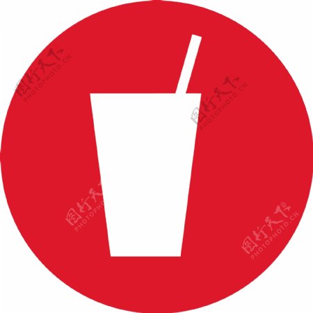 红色背景饮料图标