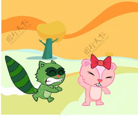 印花矢量图动物松鼠可爱卡通色彩免费素材