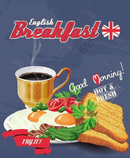 矢量图形02复古早餐的海报设计