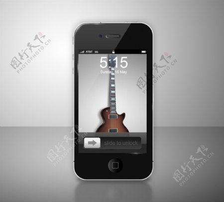 有光泽的黑色iPhone4原型PSD